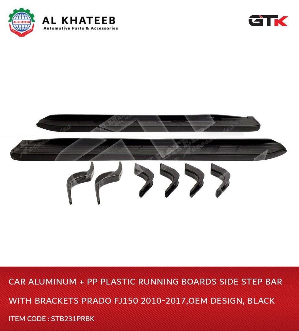 Car Aluminum + Pp Plastic Running Boards Side Step Bar With Brackets Prado FJ150 2010-2017,OEM Design, Black