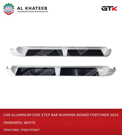 Car Aluminum Side Step Bar Running Board Fortuner 2016 Onwards, White