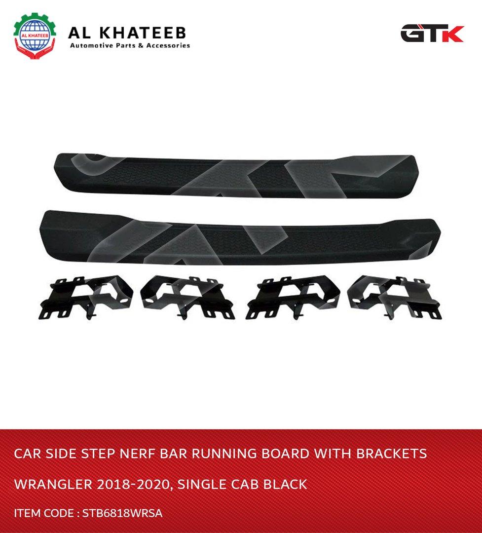 Car Side Step Nerf Bar Running Board With Brackets Wrangler 2018-2020, Single Cab Black