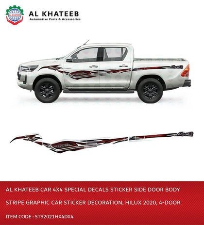 Car 4X4 Special Decals Sticker Side Door Body Stripe Graphic Car Sticker Decoration, Hilux 2020, 4-Door