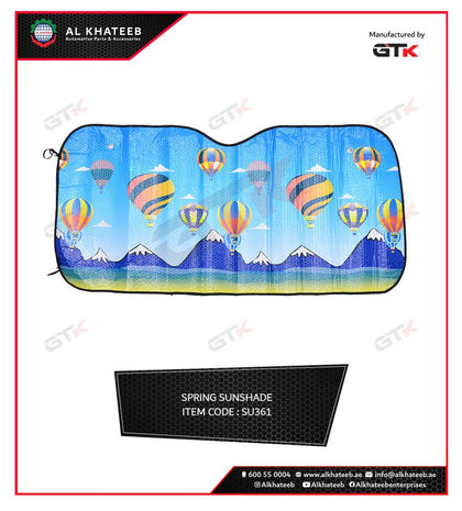 Al Khateeb Universal Printed Folding Car Sun Shade With Spring Designed 130Cmx60Cm