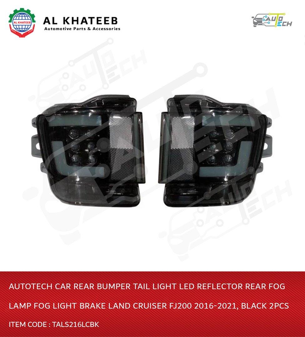 Car Rear Bumper Tail Light LED Reflector Rear Fog Lamp Fog Light Brake Land Cruiser FJ200 2016-2021, Black 2Pcs