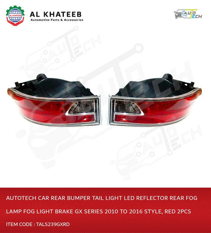 Car Rear Bumper Tail Light LED Reflector Rear Fog Lamp Fog Light Brake Gx Series 2010 To 2016 Style, Red 2Pcs