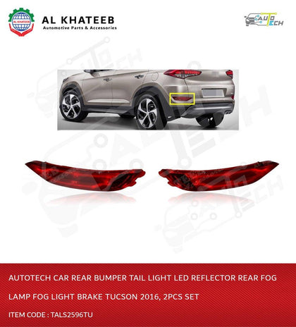 Car Rear Bumper Tail Light Led Reflector Rear Fog Lamp Fog Light Brake Tucson 2016, 2Pcs Set