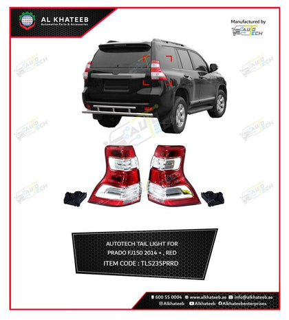 Car Performance Tail Light Smoked Red Prado FJ150 2014-2021, ABS+PC Left Side L-H 1PC