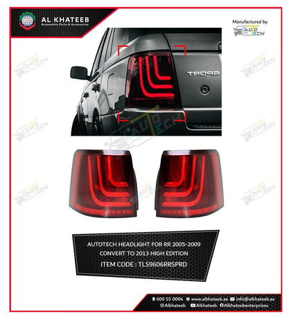 Car Dynamic Rear LED Tail Lights Lamps Smoked Red Rover Range Rover Sport 2005-2009, 2Pcs