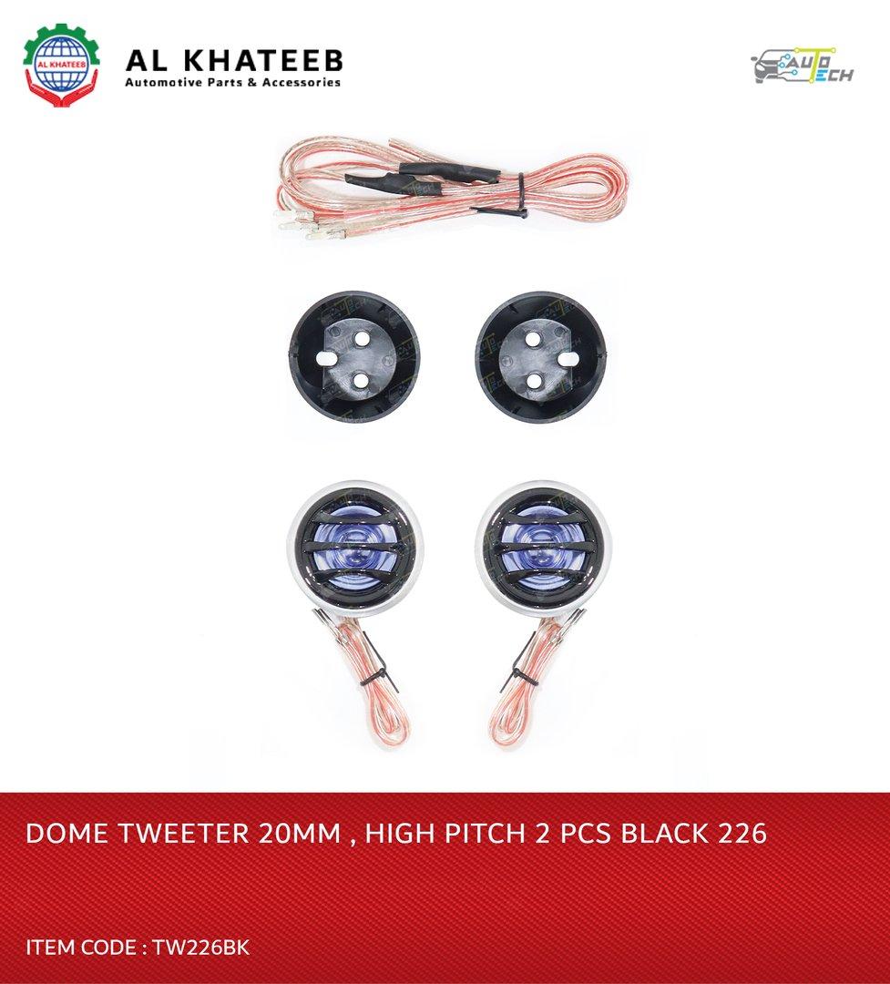 Al Khateeb Dome Tweeter 2 Pack 120W High Frequency Car Truck Stereo Super Tweeters Built-In Crossover - 226 Black 20Mm