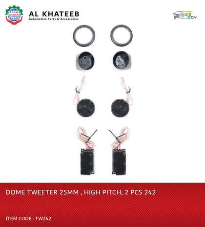 Al Khateeb Dome Tweeter 2 Pack 120W High Frequency Car Truck Stereo Super Tweeters Built-In Crossover - 242 25Mm