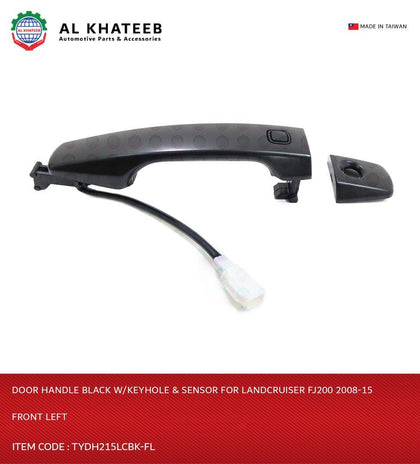 Al Khateb Hushan Car Front Exterior Door Handle Black With Keyhole & Sensor Land Cruiser Fj200 2008-2015, L-H 2Pcs