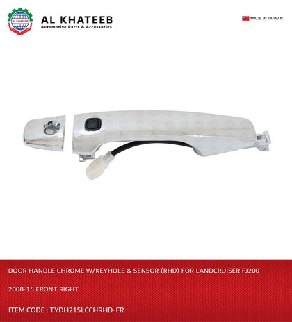 Al Khateb Hushan Car Front Exterior Door Handle Chrome With Keyhole & Sensor Land Cruiser FJ200 2008-2015, Front Right (Rhd) 2Pcs
