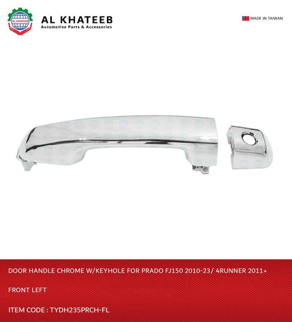 Al Khateb Hushan Car Front Exterior Door Handle Chrome With Keyhole Prado FJ150 2010-2023 4Runner 2011+, Front Left 2Pcs