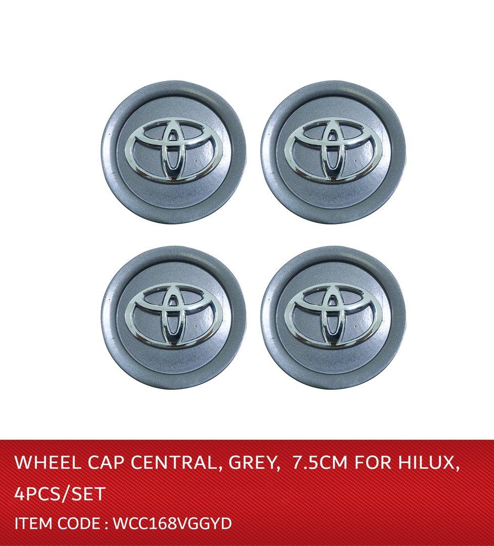 Car Wheel Center Cap With Logo Hilux 7.5Cm, Gray 4Pcs/Set