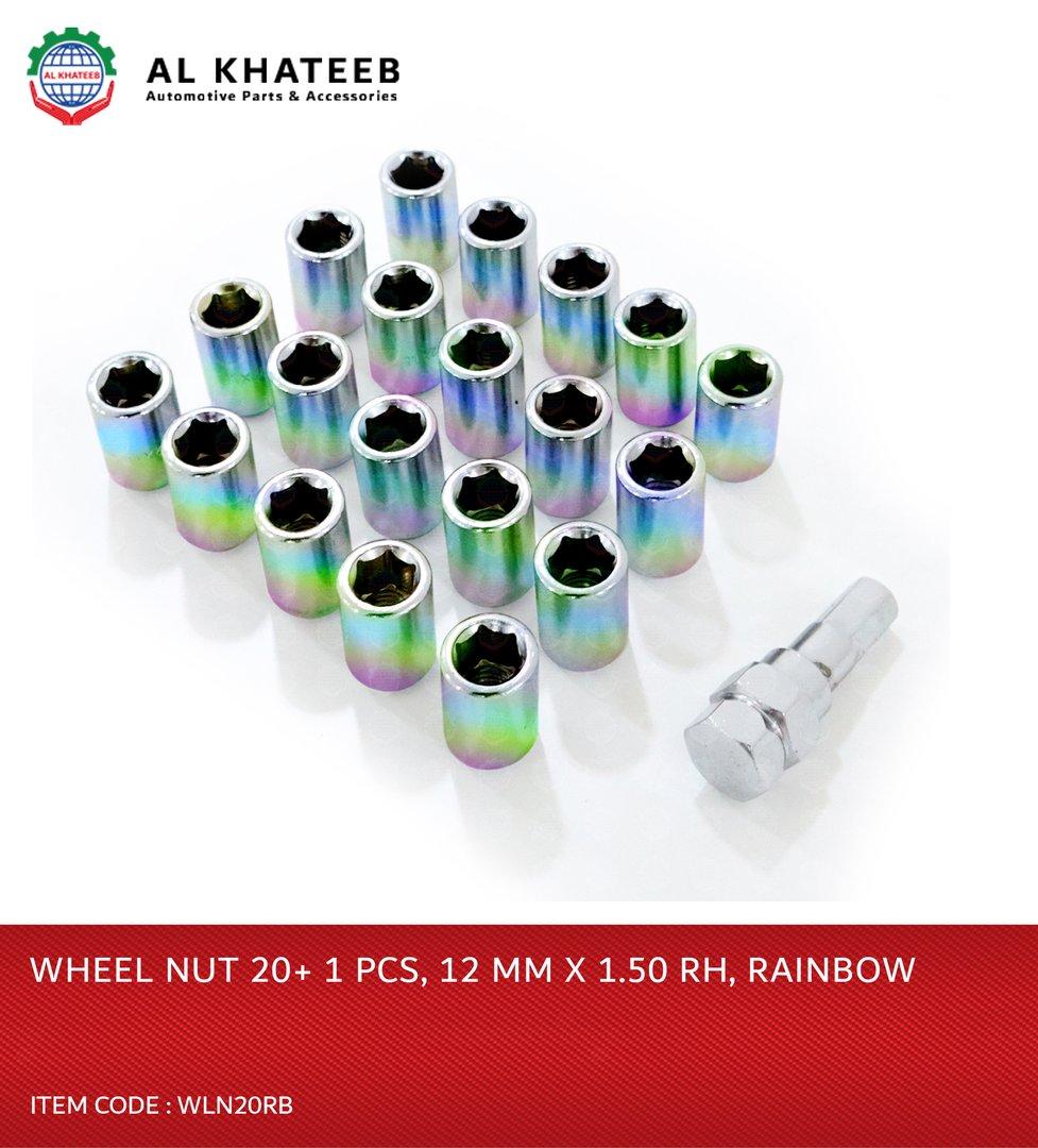 Al Khateeb Universal Car Wheel Rim Lug Nut Spline Lock 12Mmx1.5 Rh Rainbow 20+1Pc Key Acorn