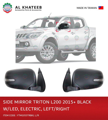 YTM Electric Foldable Black With LED Side Mirror For Triton L200 2015+