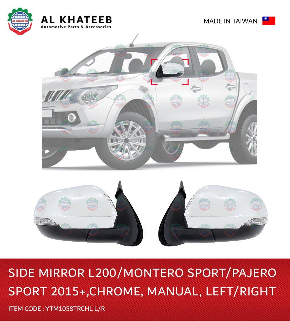 YTM Manual Chrome Side Mirror For L200, Montero Sport & Pajero Sport 2015+