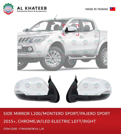 YTM Side Mirror Right Triton L200 Montero Sport Pajero Sport 2015+ Electric Foldable Chrome With LED