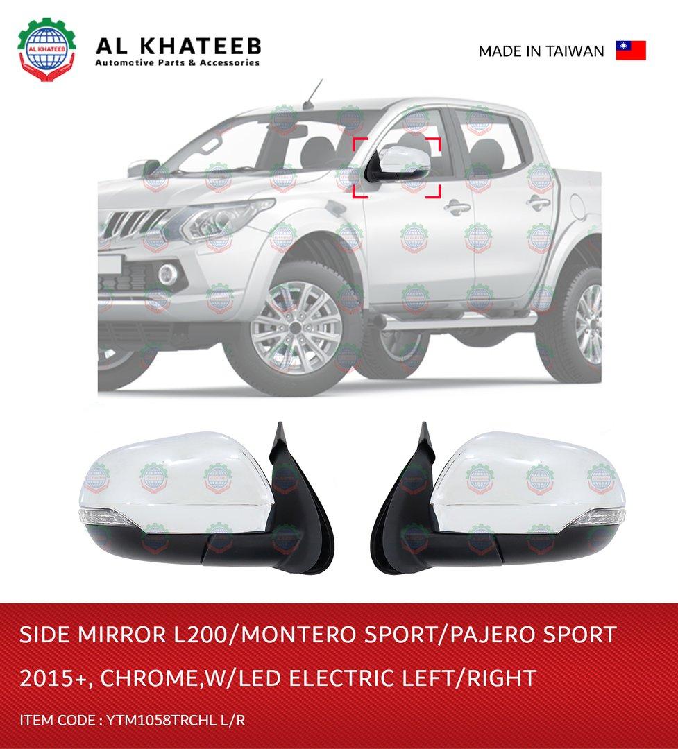 YTM Electric Foldable Chrome With LED Side Mirror For L200, Montero Sport & Pajero Sport 2015+
