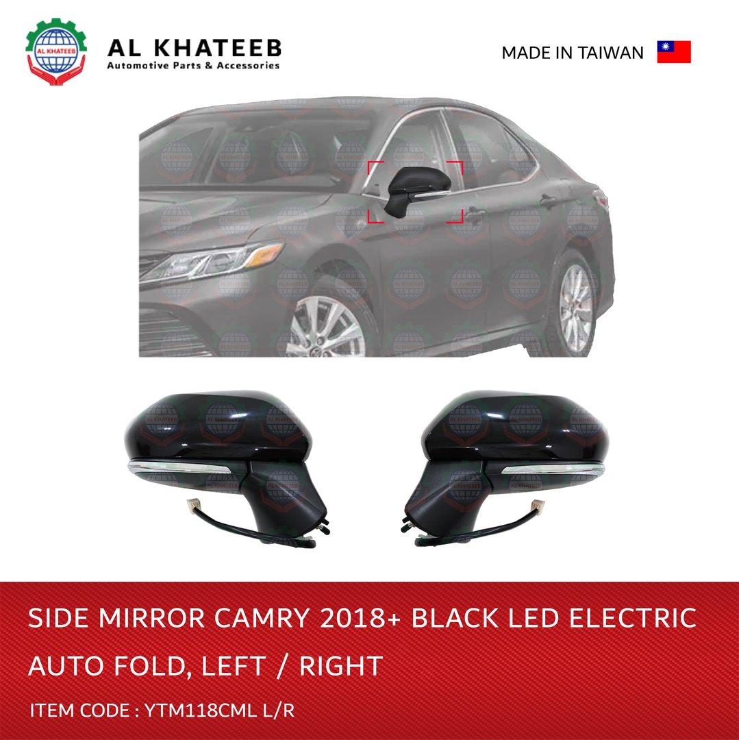 Car Side Mirror Left Electric Automatic Foldable With LED Camry 2018+ L-H, Black