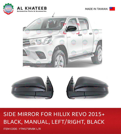 YTM Manual Foldable Side Mirror For Hilux Revo & Fortuner 2015+ Black