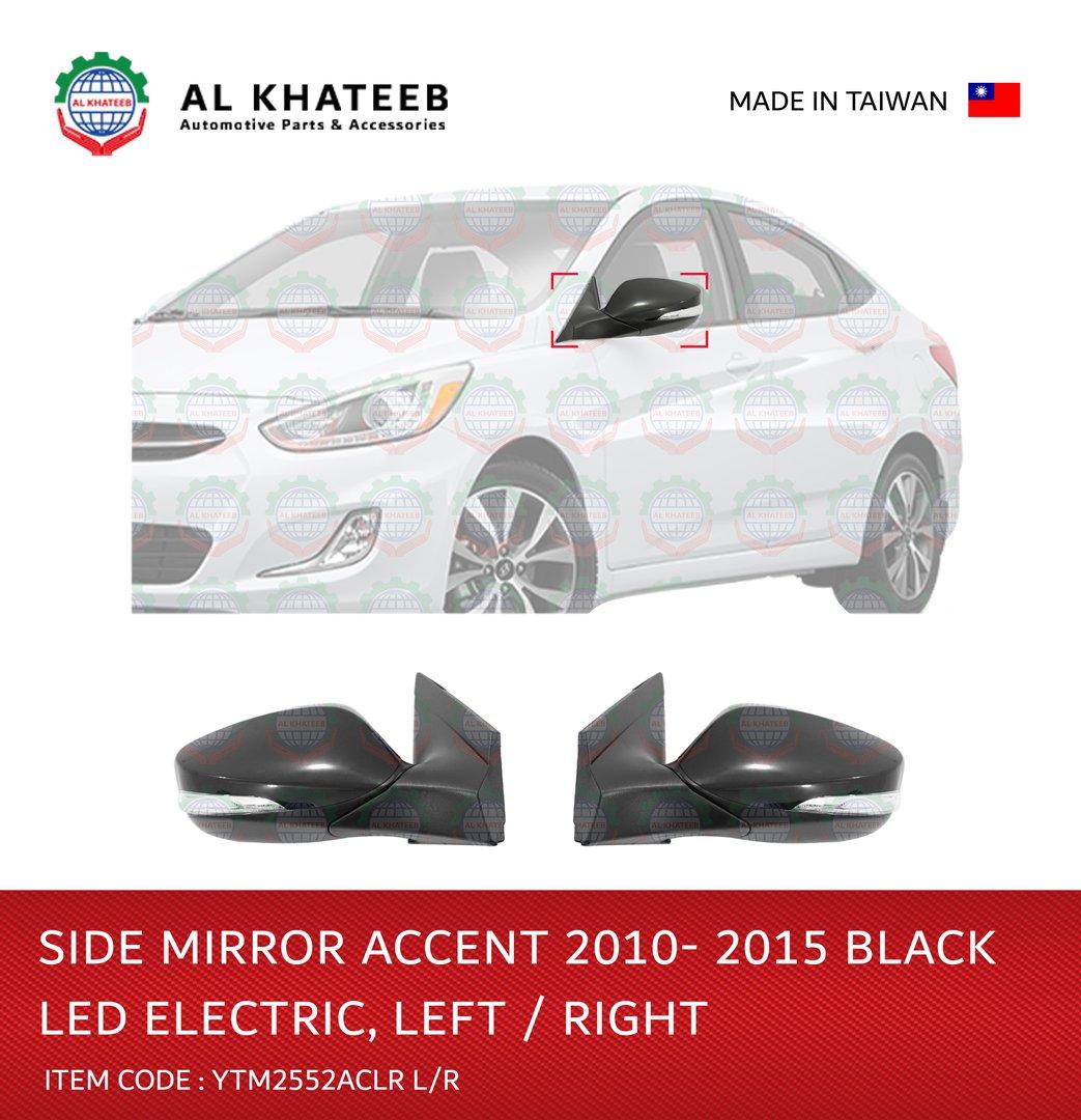 YTM Car Side Mirror Left Electric Automatic Foldable With Led Accent 2010-20115 R-H, Black
