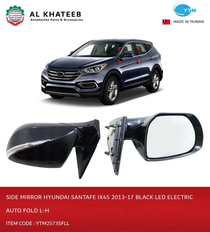 Side Mirror Santafe LX45 2013-17 Black LED Electric Auto Fold L-H