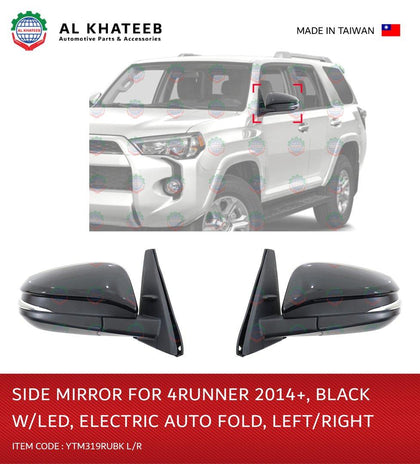 4Runner Taiwan Side Mirror Right Electric Foldable Black With LED 2014-2023