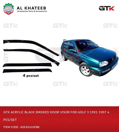 Acrylic Black Smoked Door Visor For Golf 3 1991-1997 4 Pcs/Set