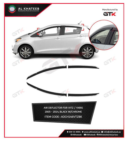 4Pcs/Set Black With Chrome Air Deflector For Vitz 2005-2007