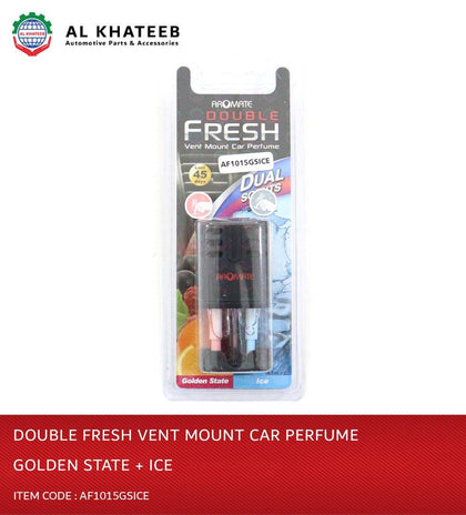 Al Khateeb Aromate Vent Mount Car Perfume Dual Scents Golden Golden State + Ice