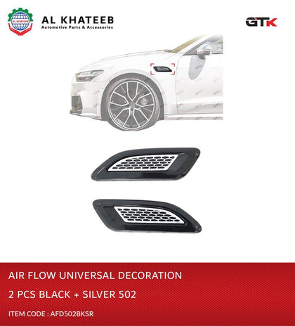 GTK Universal Car Air Flow Decoration Side Vent Mesh Fender, Black 2Pcs