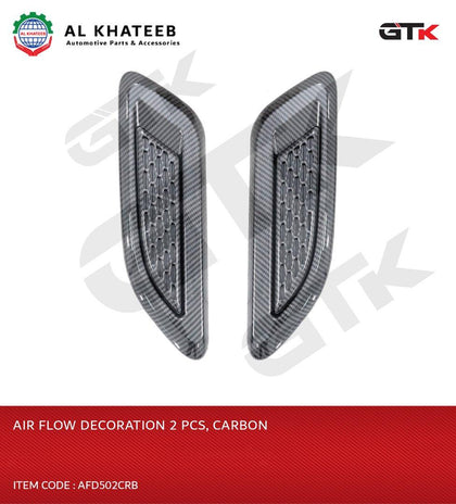 Universal Car Air Flow Decoration Side Vent Mesh Fender, Carbon Fiber 2Pcs