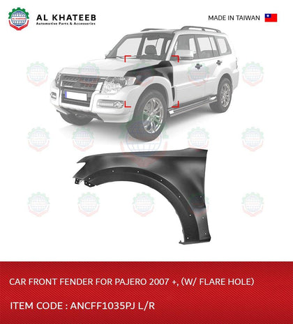 Al Khateeb Right Fender Steel With Flare Hole For Pajero 2007+, Black