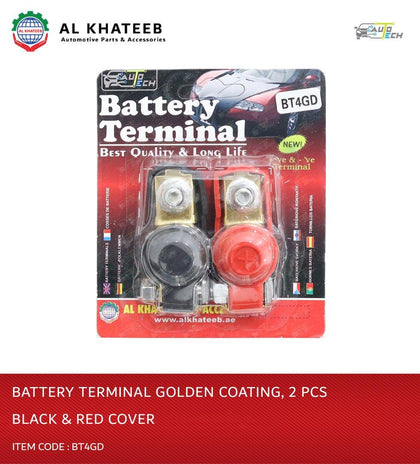 BATTERY TERMINAL GOLDEN COATING 2 PCS BLACK&RED COVER