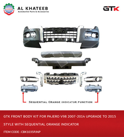 GTK Front Body Kit For Pajero V98 2007-2014 Upgrade To 2015 Style With Sequential Orange Indicator