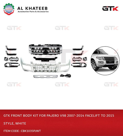 GTK Front Body Kit For Pajero V98 2007-2014 Facelift To 2015 Style, White