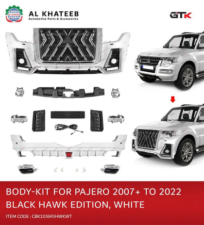 GTK Car Body Kit For Pajero V98 2015+ Upgrade To 2022 Black Hawk Edition Style, White
