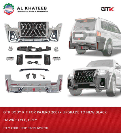 GTK Car Body Kit Front and Rear Pajero V97 V98 2007-2022 Upgrade to New Black Hawk Style, Gray (C06)