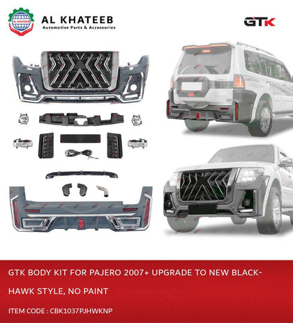 GTK Car Body Kit Front and Rear Pajero V97 V98 2007-2022 Upgrade to New Black Hawk Style, No Paint