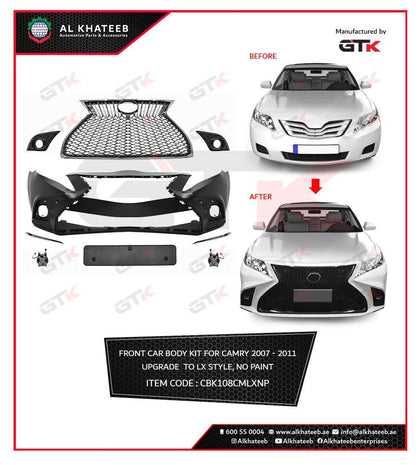 GTK Front Body Kit For Camry 2007-2011 Upgrade To LX Style, No Paint