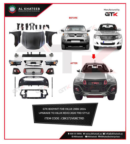 GTK Body Kit Hilux Vigo 2006-2014 Upgrade To 2019 Rocco Trd Style