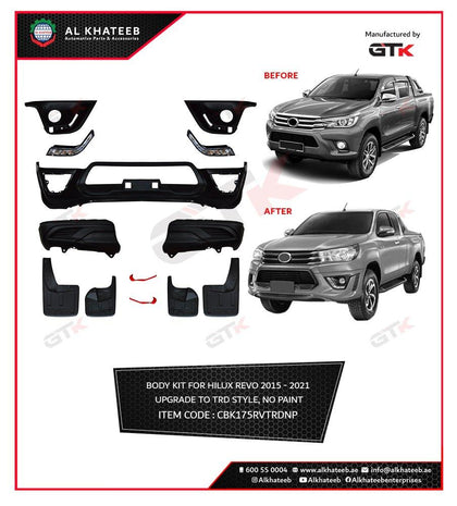 GTK Car Body Kit Hilux Revo 2016-2022 Upgrade To Trd Style, No Paint