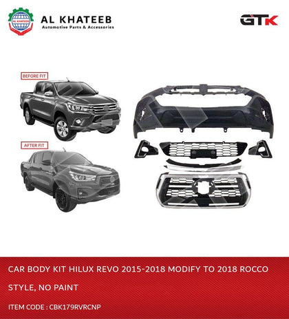 GTK Car Body Kit Hilux Revo 2015-2018 Modify To 2018 Rocco Style, No Paint