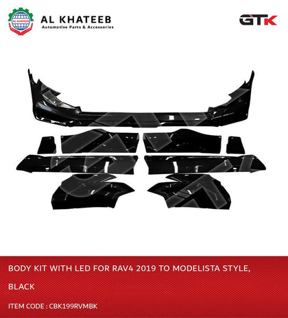 GTK Body Kit With LED For Rav4 2019 To Modelista Style, Black