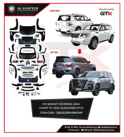 GTK Car Body Kit For Patrol 2010+ Convert To 2021+ Black Hawk Style