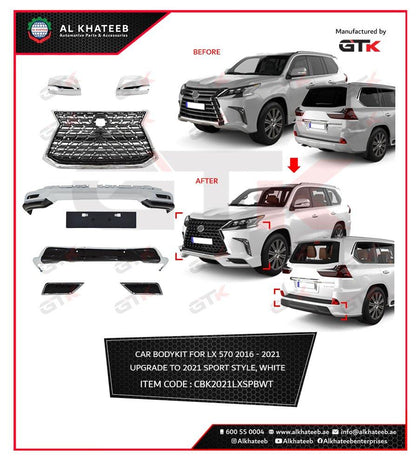 GTK Car Body Kit For LX570 2018-2021 Upgrade To Sport 2021, White