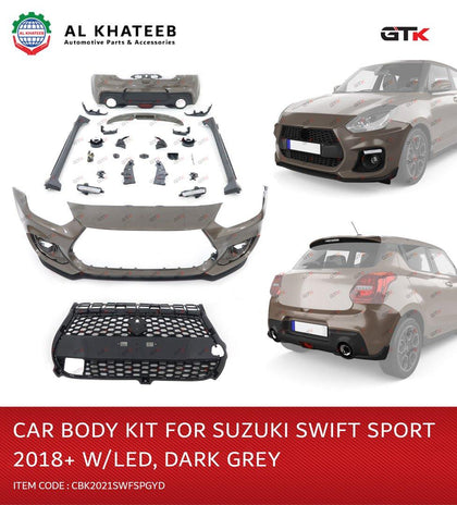 GTK Car Body Kit For Swift Sport 2018+ With LED, Dark Gray