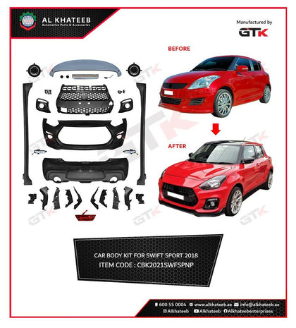 GTK Car Body Kit For Swift Sport 2018+ With Led, No Paint