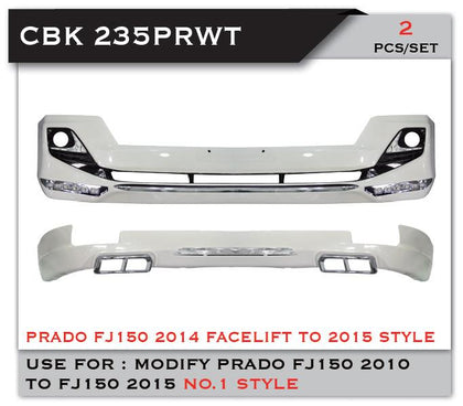 GTK Body Kit For Prado FJ150 2014-2017 With Mud Flaps And Exhaust Tips, White