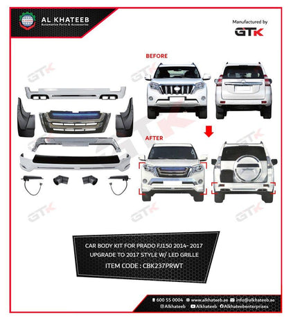 GTK Car Body Kit Prado FJ150 2014 Upgrade To 2017 Style With LED Grille
