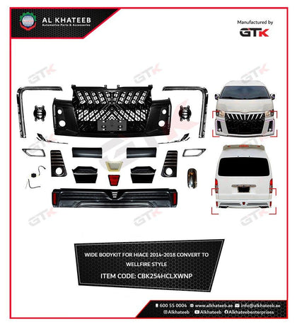 GTK Car Wide Body Kit Hiace 2014-2018 Convert To Lexus Style, No Paint
